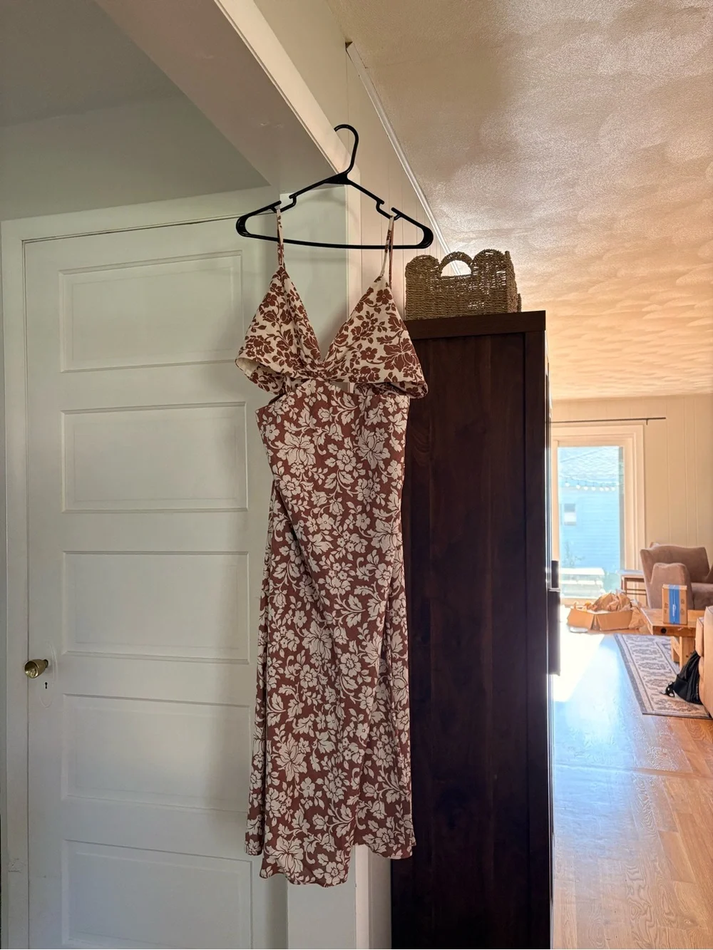 NWT Abercrombie & Fitch Julia Slip Cutout Maxi Dress in Brown Floral - XL Petite